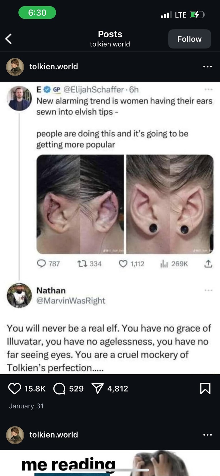 New alarming trend is women having their ears sewn into elvish tips - people are doing this and it's going to be getting more popular