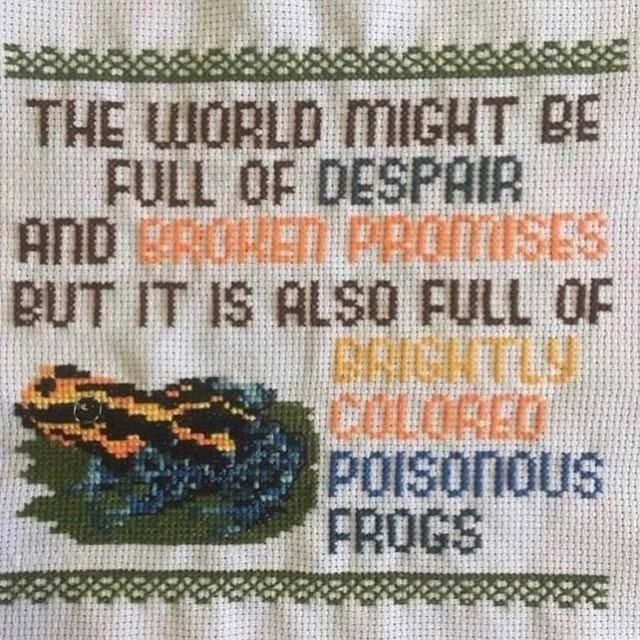 THE WORLD MIGHT BE FULL OF DESPAIR AND BROKEN PROMISES BUT IT IS ALSO FULL OF BRIGHTLY COLORED POISONOUS FROGS