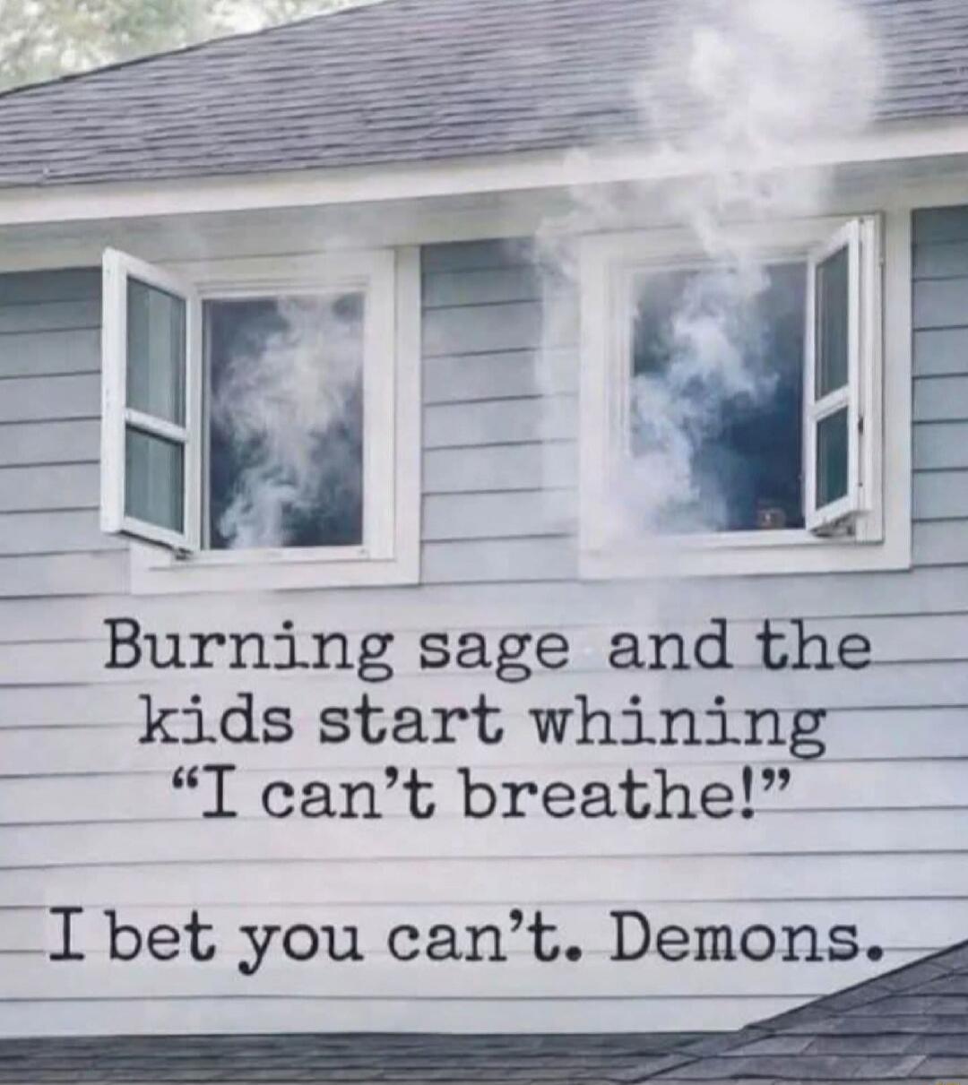 Burning sage and the kids start whining 