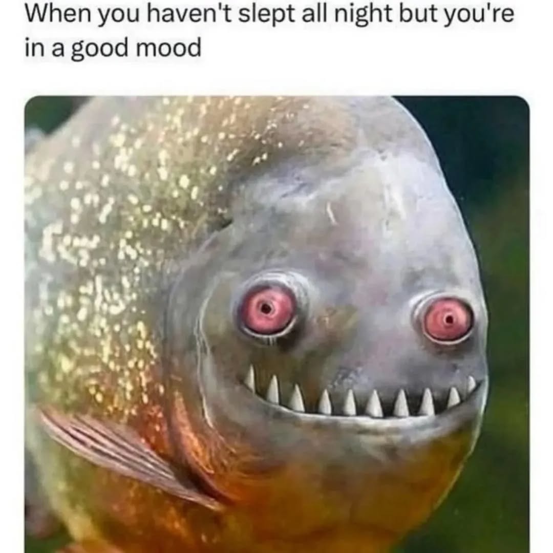 When you haven't slept all night but you're in a good mood
