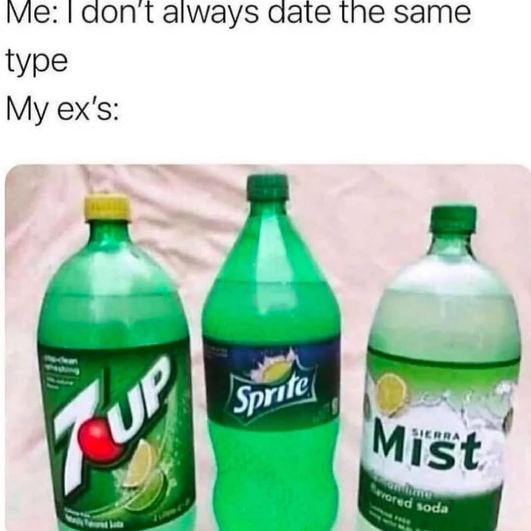 Me: I don’t always date the same type
My ex's: