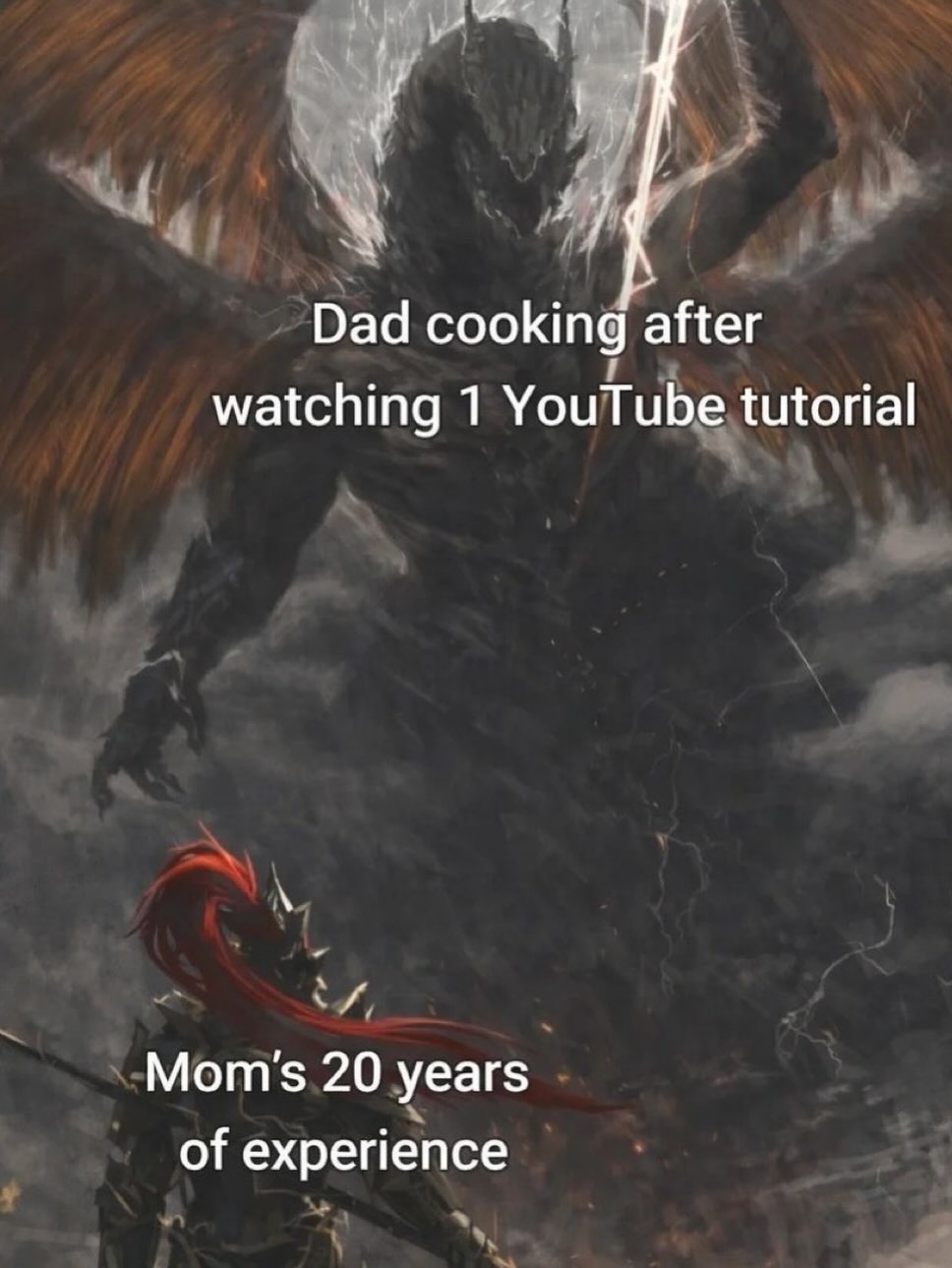 Dad cooking after watching 1 YouTube tutorial
Mom's 20 years of experience