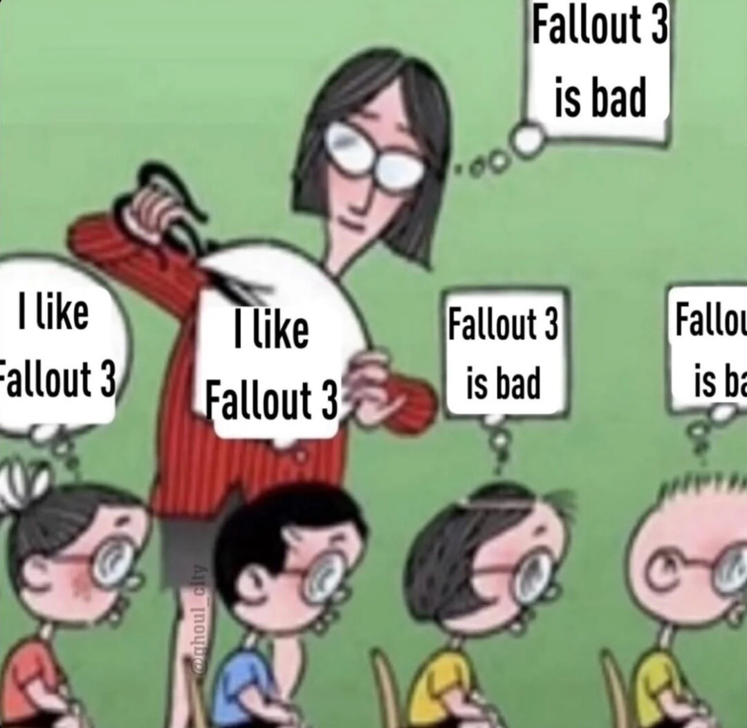 Fallout 3 is bad
I like Fallout 3
I like Fallout 3
Fallout 3 is bad
Fallout 3 is bad