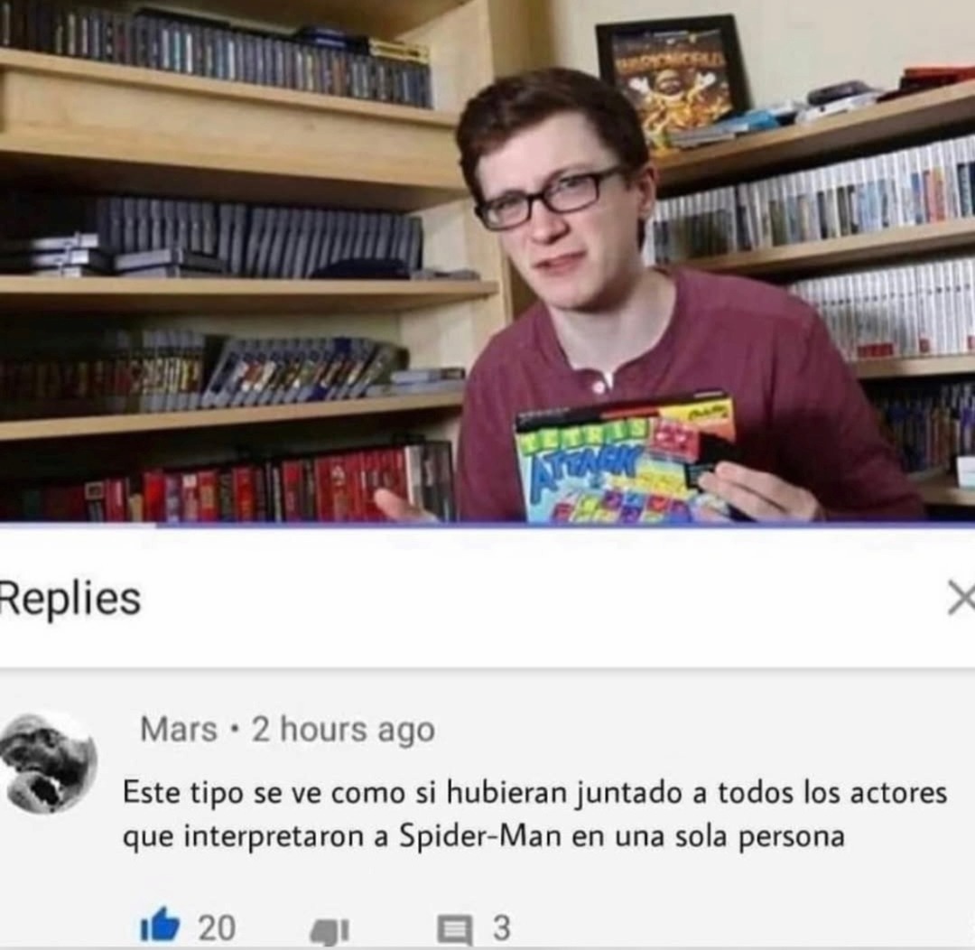Este tipo se ve como si hubieran juntado a todos los actores que interpretaron a Spider-Man en una sola persona