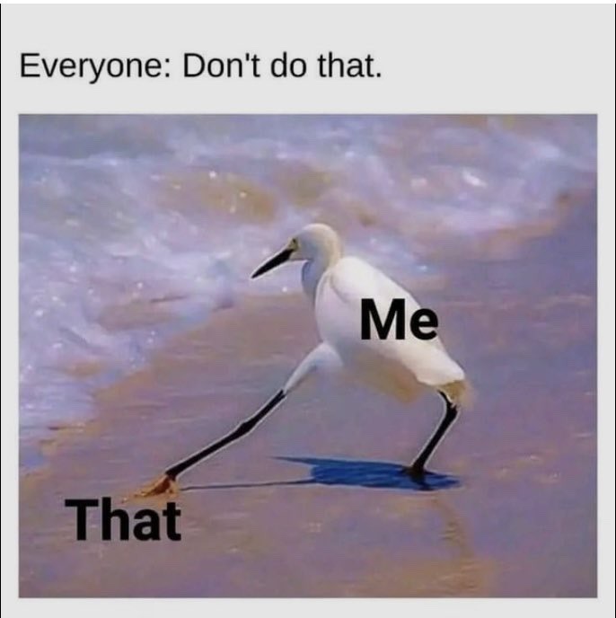 Everyone: Don't do that. Me That