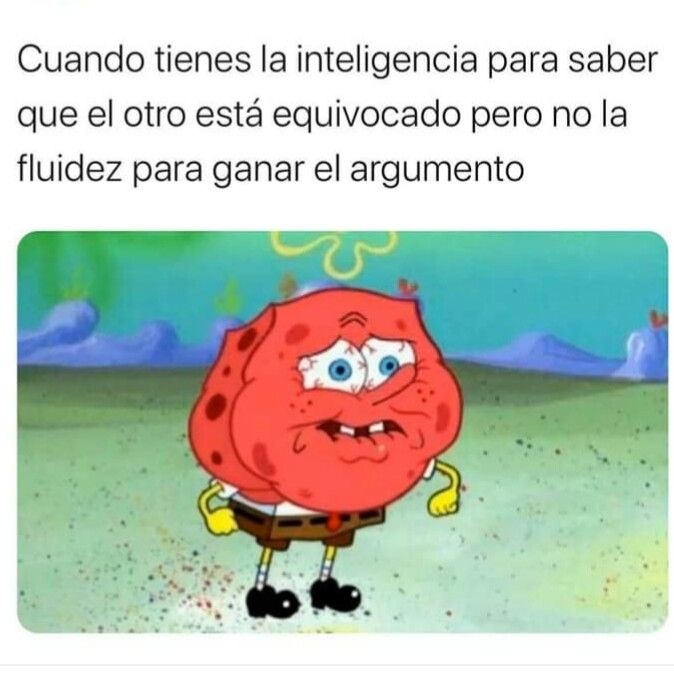 Cuando tienes la inteligencia para saber que el otro está equivocado pero no la fluidez para ganar el argumento