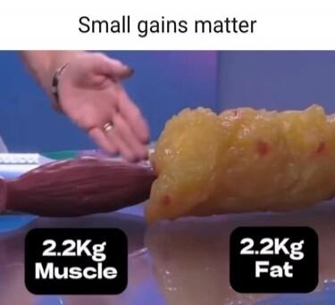 Small gains matter
2.2Kg Muscle
2.2Kg Fat