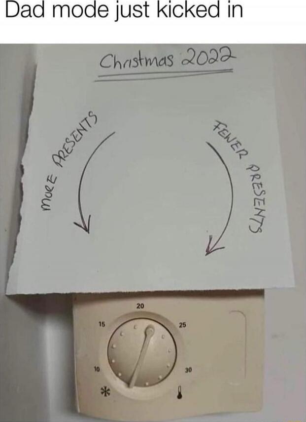 Dad mode just kicked in

Christmas 2022

MORE PRESENTS
FEWER PRESENTS