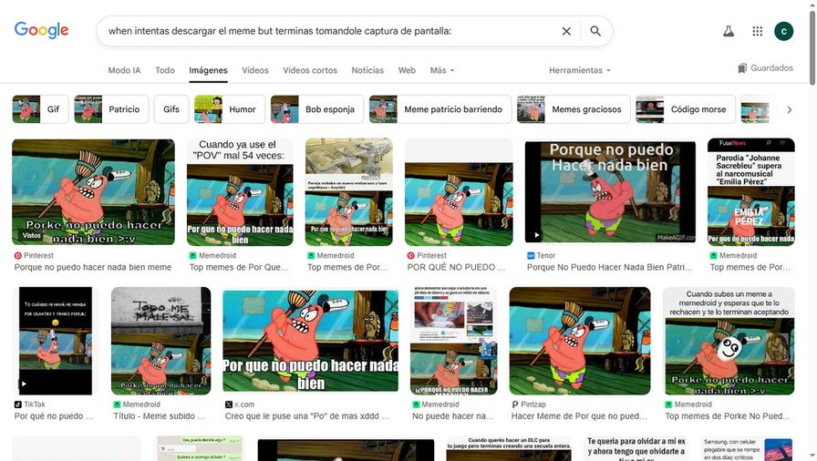 Patricio meme collage with captions in Spanish such as: 