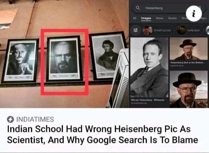 INDIATIMES. Una escuela india usó una foto equivocada de Heisenberg como si fuera un científico, y por qué la búsqueda de Google es la culpable