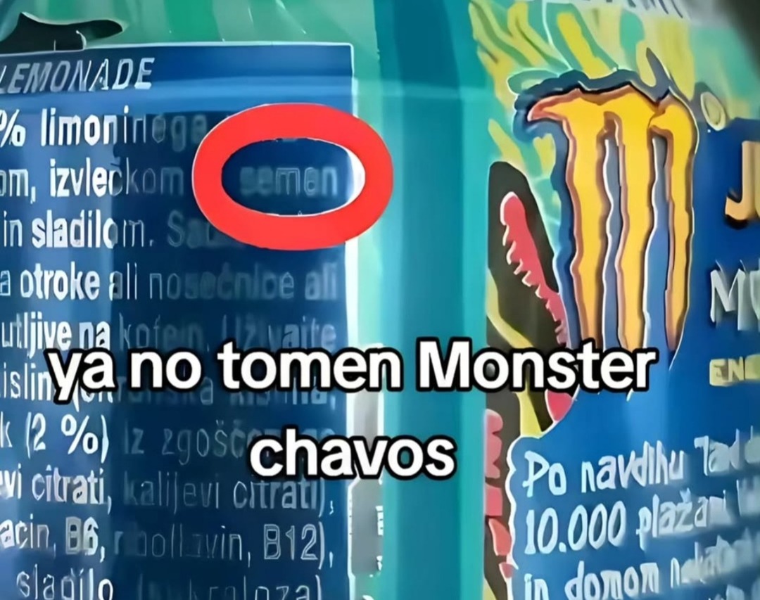 ya no tomen Monster chavos
(semen circled in red)