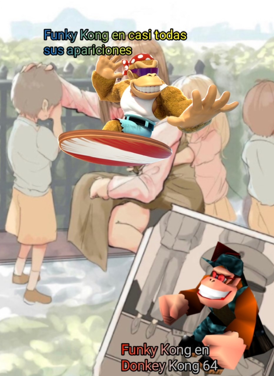 Funky Kong en casi todas sus apariciones
Funky Kong en Donkey Kong 64