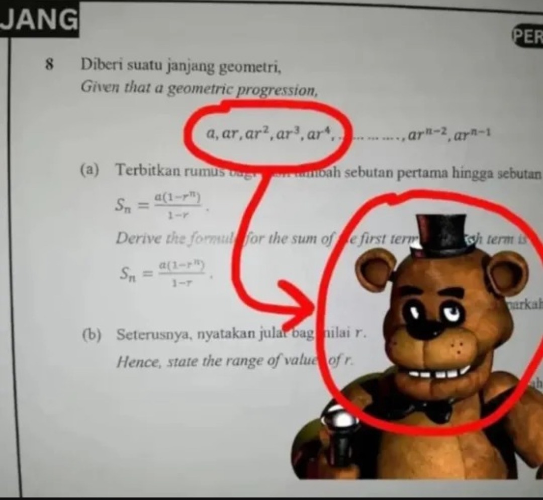 a, ar, ar^2, ar^3, ar^4, ..., ar^{n-1}