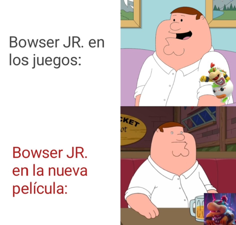 Bowser JR. en los juegos:

Bowser JR. en la nueva película: