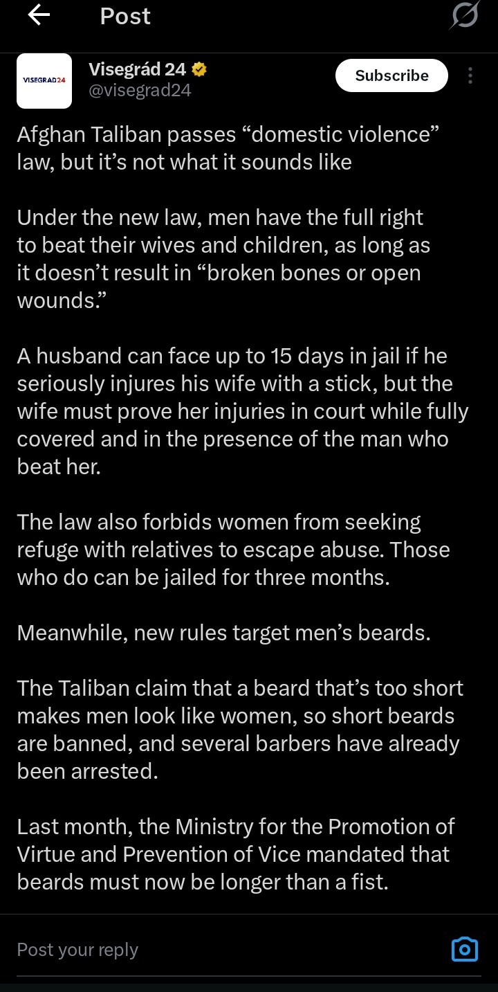 Afghan Taliban passes “domestic violence” law, but it’s not what it sounds like

Under the new law, men have the full right to beat their wives and children, as long as it doesn’t result in “broken bones or open wounds.”

A husband can face up to 15 days in jail if he seriously injures his wife with a stick, but the wife must prove her injuries in 