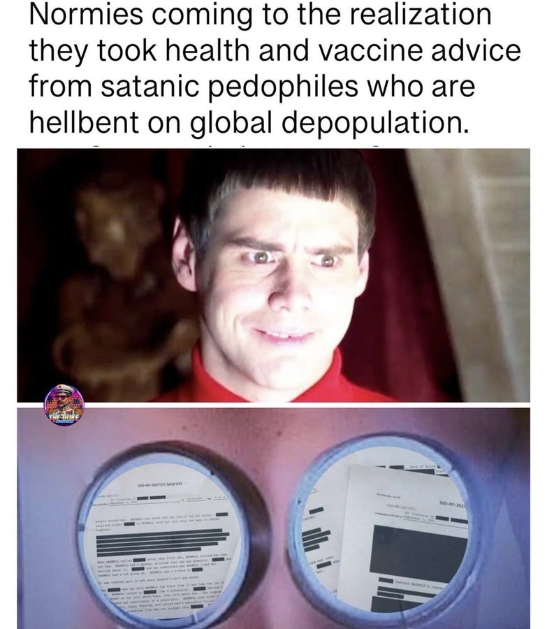 Normies coming to the realization they took health and vaccine advice from satanic pedophiles who are hellbent on global depopulation.