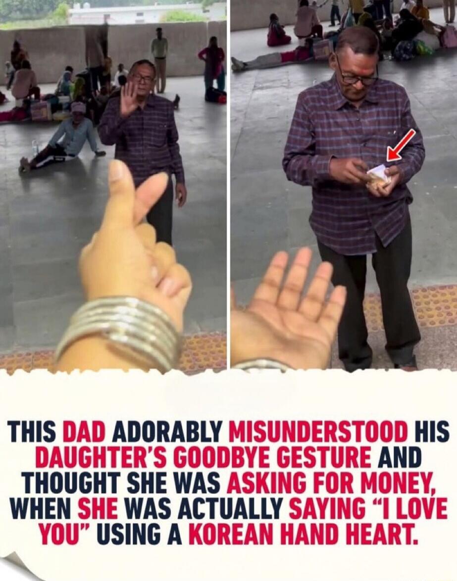 THIS DAD ADORABLY MISUNDERSTOOD HIS DAUGHTER'S GOODBYE GESTURE AND THOUGHT SHE WAS ASKING FOR MONEY, WHEN SHE WAS ACTUALLY SAYING 