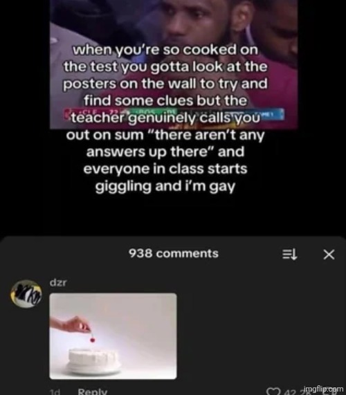 when you're so cooked on the test you gotta look at the posters on the wall to try and find some clues but the teacher genuinely calls you out on sum 