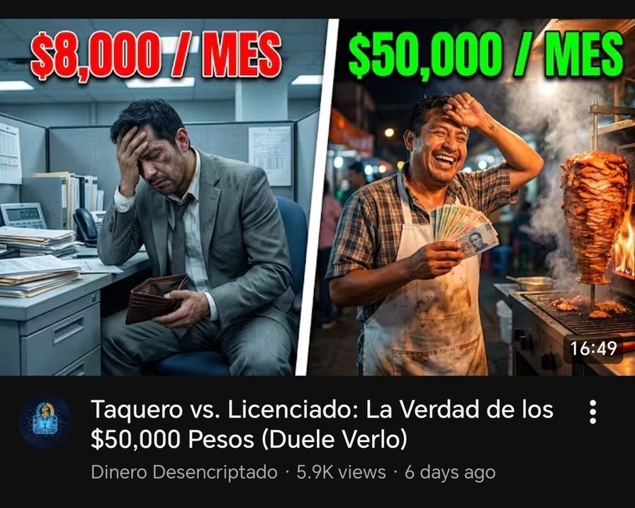 Taquero vs. Licenciado: La Verdad de los $50,000 Pesos (Duele Verlo)
$8,000 / MES  |  $50,000 / MES