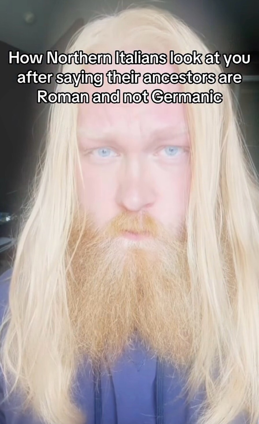 How Northern Italians look at you after saying their ancestors are Roman and not Germanic