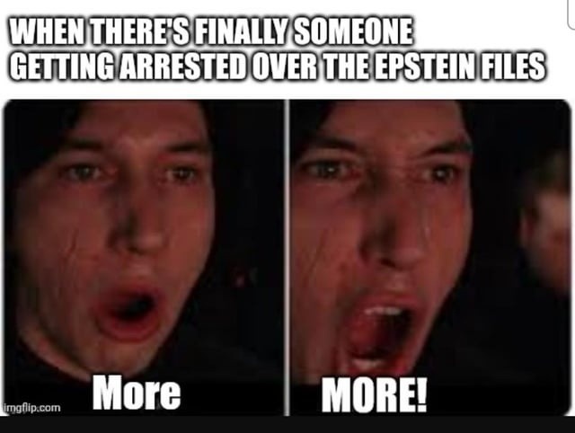 When there's finally someone getting arrested over the Epstein files More More!