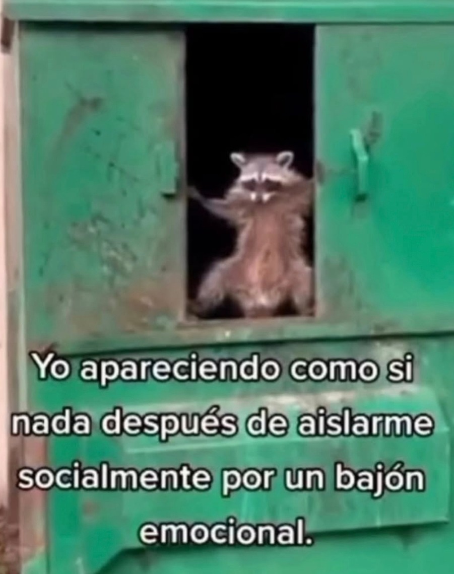Yo apareciendo como si nada después de aislarme socialmente por un bajón emocional.