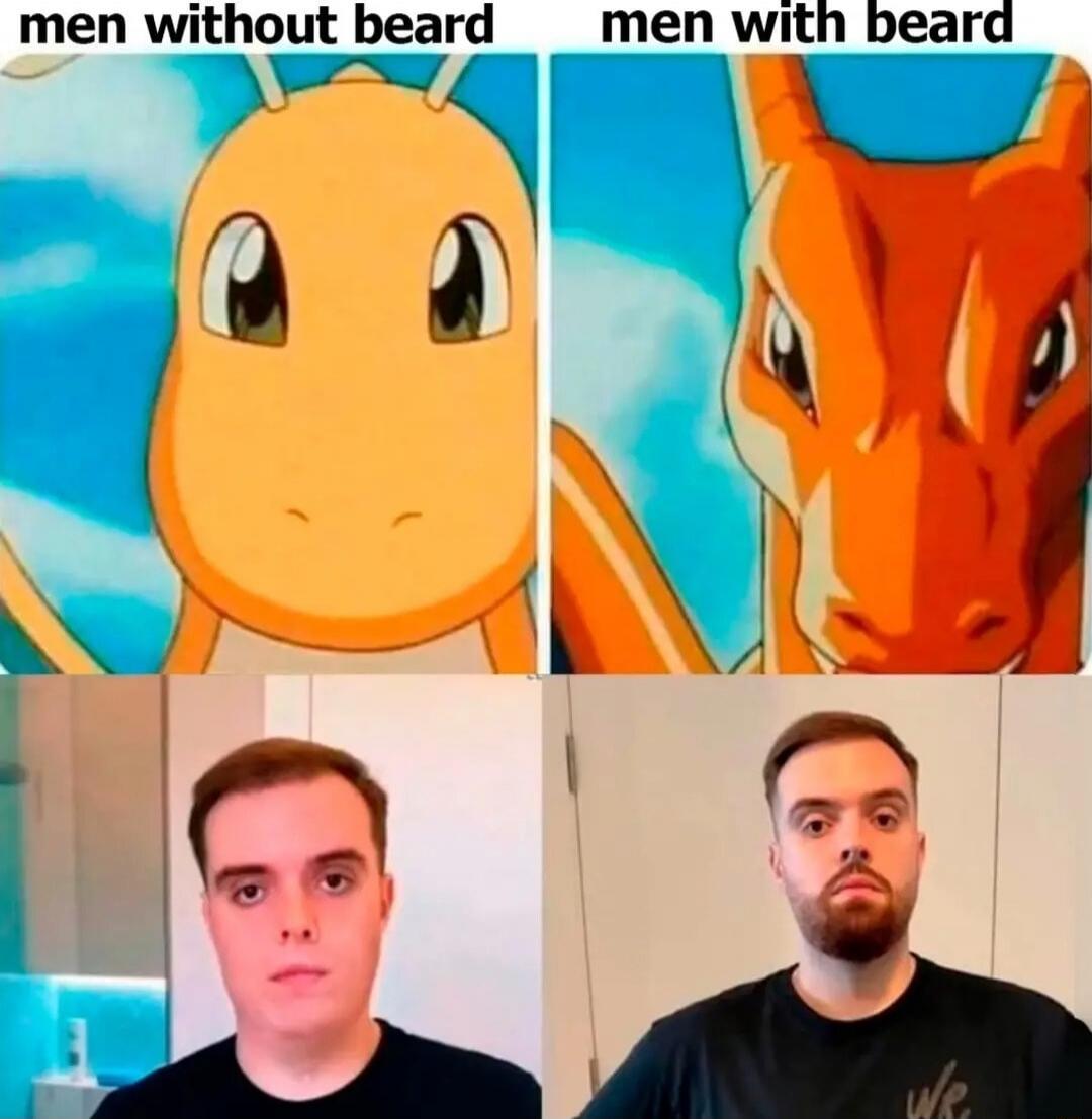 men without beard
men with beard