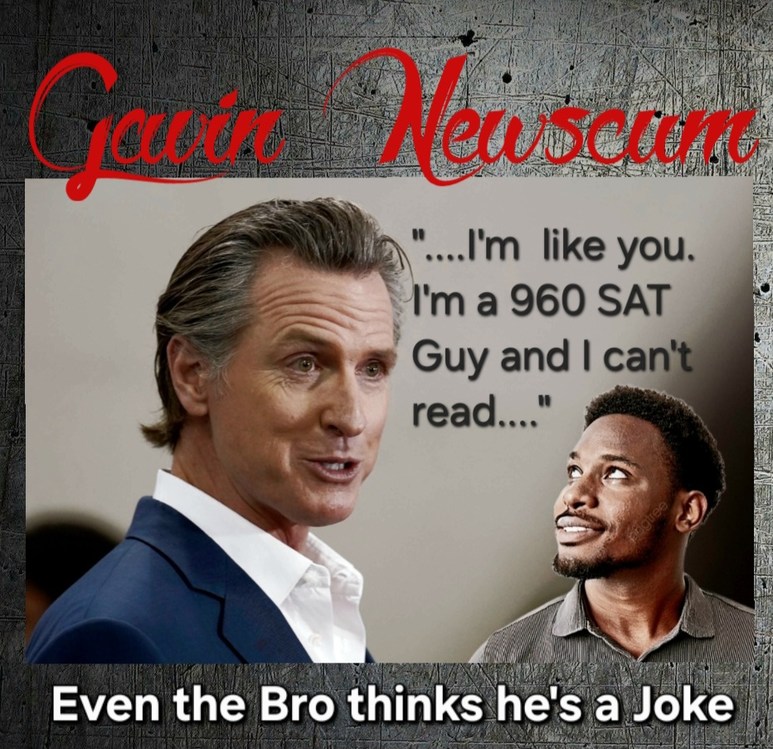 Gavin Newsom

...I'm like you. I'm a 960 SAT Guy and I can't read...

Even the Bro thinks he's a Joke