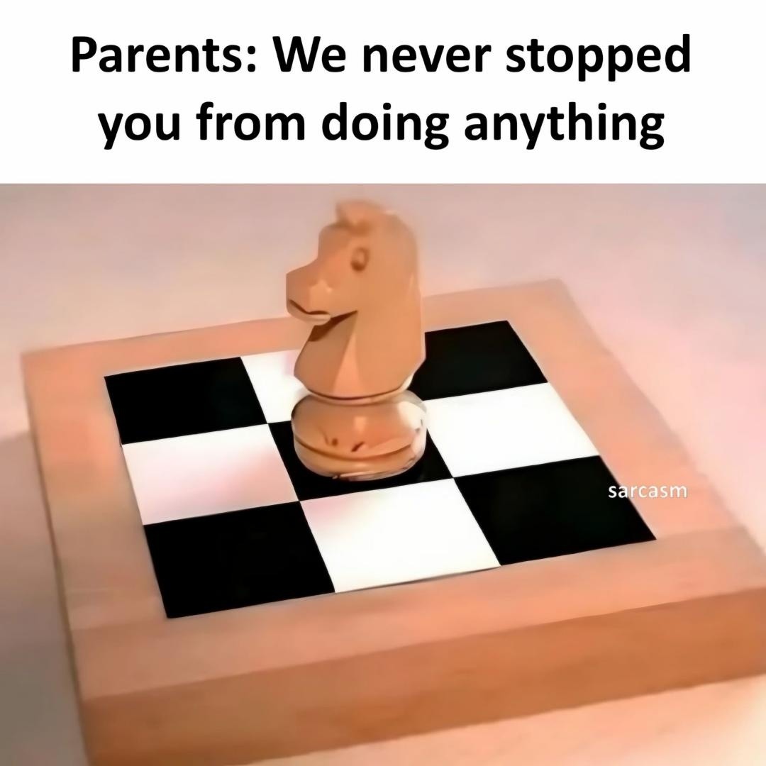 Parents: We never stopped you from doing anything
sarcasm