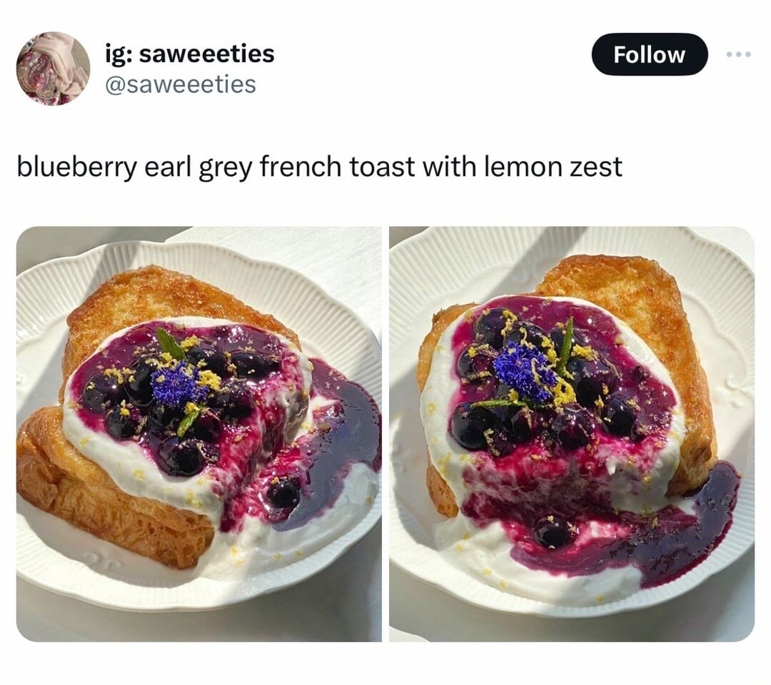 blueberry earl grey french toast with lemon zest