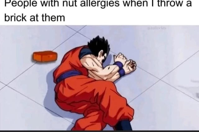 People with nut allergies when I throw a brick at them