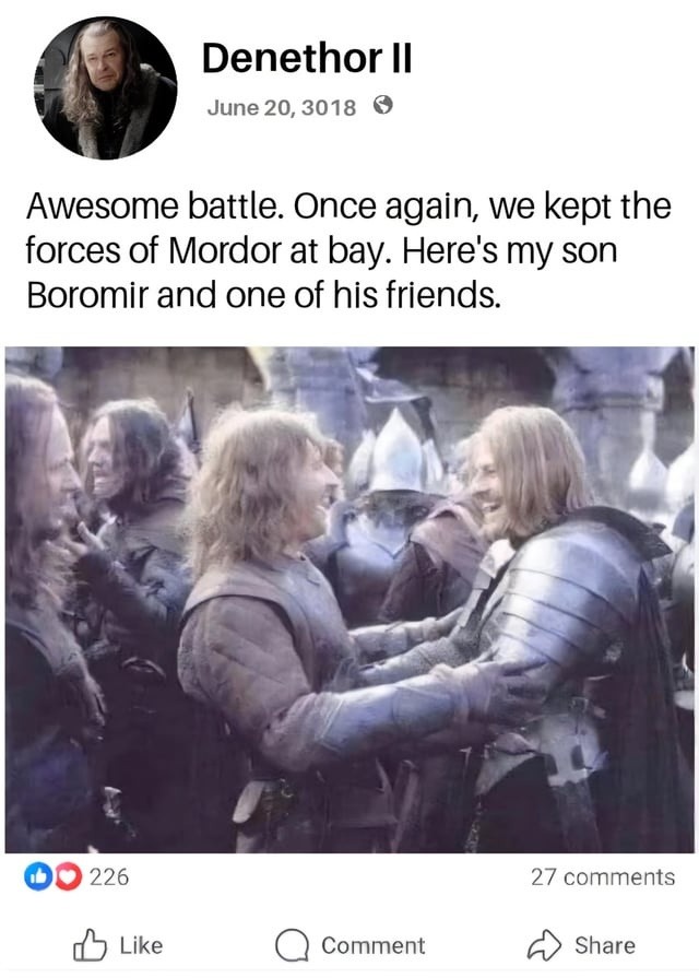 Awesome battle. Once again, we kept the forces of Mordor at bay. Here's my son Boromir and one of his friends.