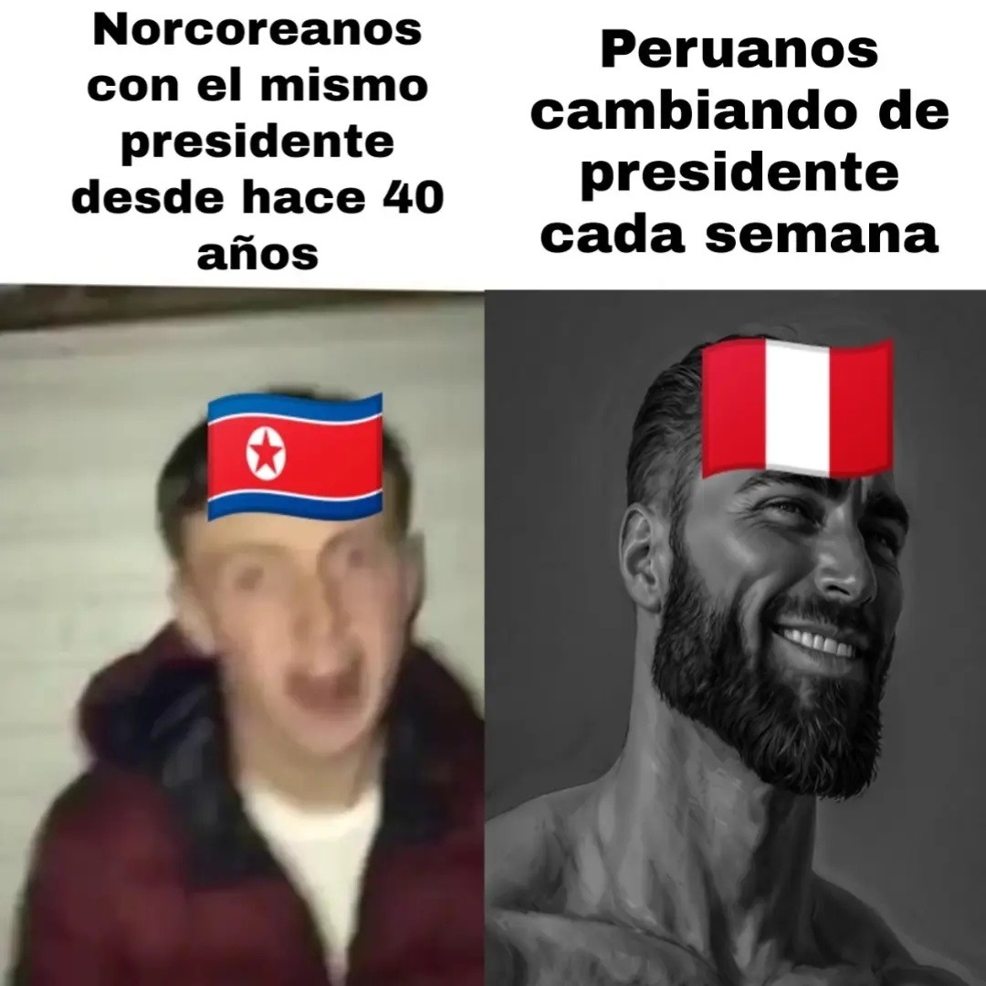 Norcoreanos con el mismo presidente desde hace 40 años
Peruanos cambiando de presidente cada semana