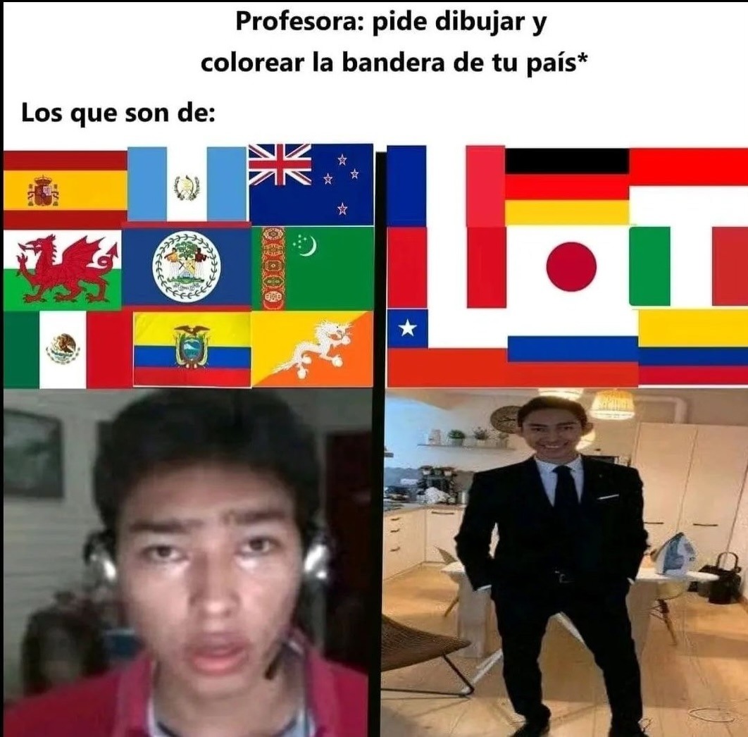 Profesora: pide dibujar y colorear la bandera de tu país* Los que son de:
