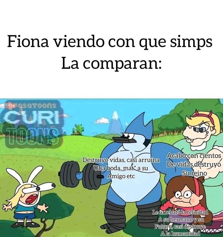 Fiona viendo con que simps La comparan:
Destruyó vidas, casi arruin a una boda, mató a su amigo etc
Acabó con cientos de vidas, destruyó Sureine
Le arru... la felicidad a su hermano etc