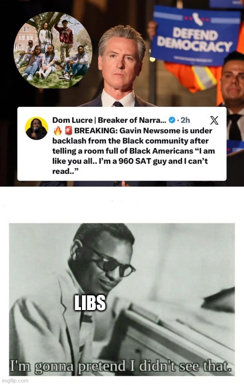 🔥 BREAKING: Gavin Newsome is under backlash from the Black community after telling a room full of Black Americans “I am like you all.. I’m a 960 SAT guy and I can’t read..”
