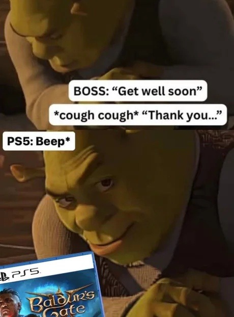 BOSS: “Get well soon” *cough cough* “Thank you…” PS5: Beep*