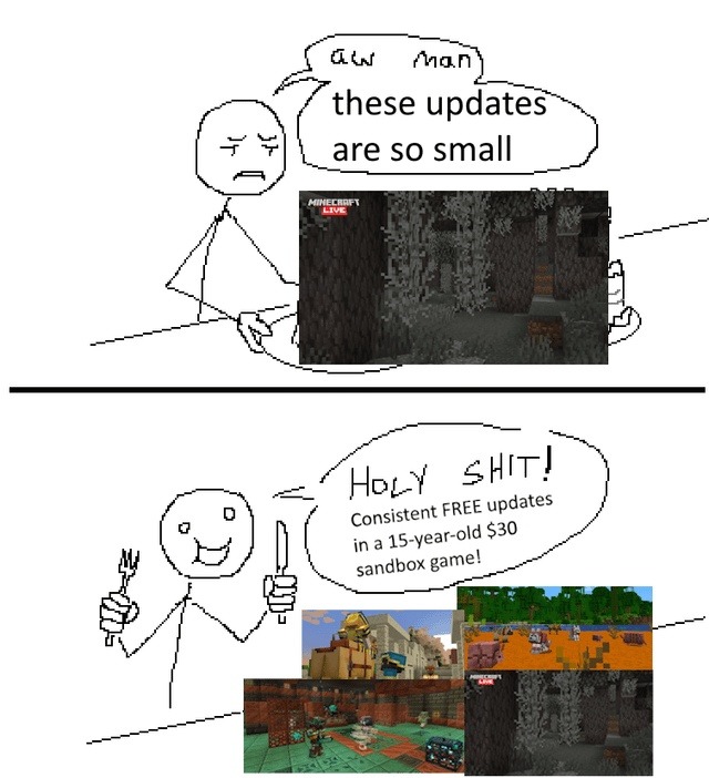 aw man these updates are so small
HOLY SHIT! Consistent FREE updates in a 15-year-old $30 sandbox game!