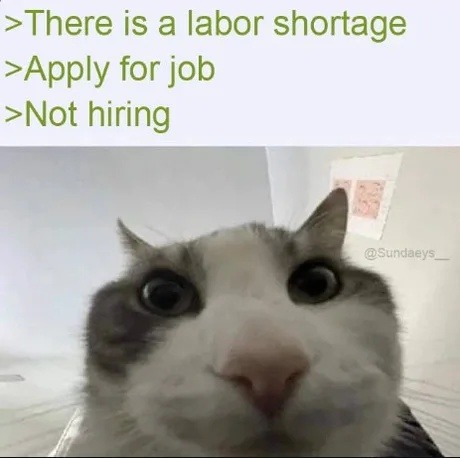 >There is a labor shortage
>Apply for job
>Not hiring