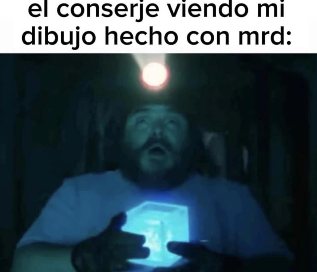 el conserje viendo mi dibujo hecho con mr d: