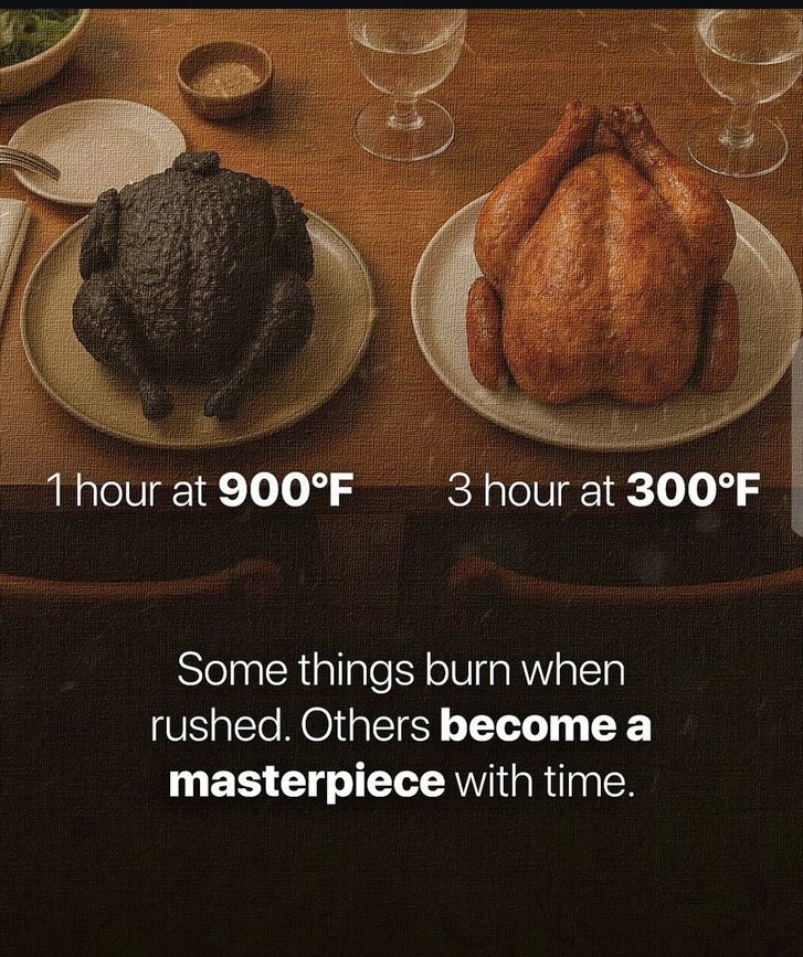 1 hour at 900°F
3 hour at 300°F
Some things burn when rushed. Others become a masterpiece with time.