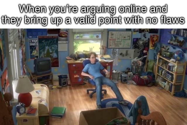 When you're arguing online and they bring up a valid point with no flaws