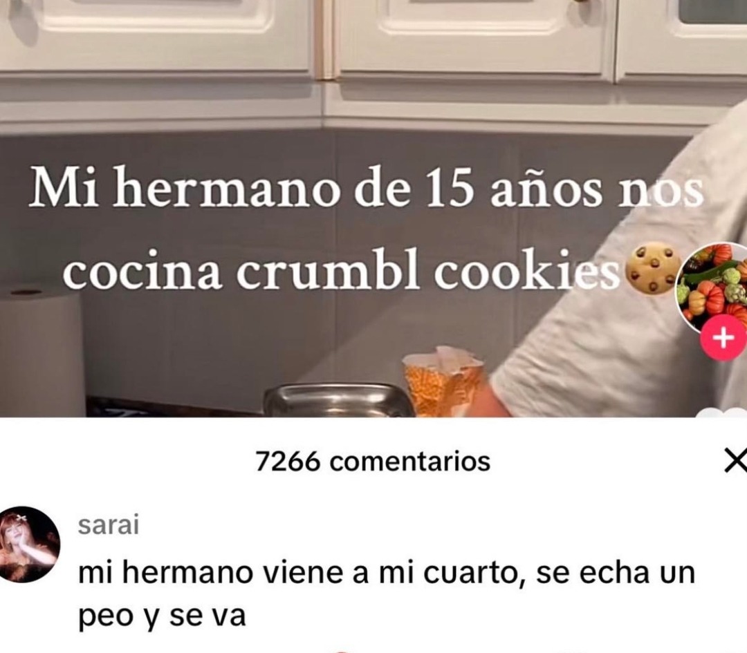 Mi hermano de 15 años nos cocina crumble cookies. 🫶🍪 mi hermano viene a mi cuarto, se echa un peo y se va