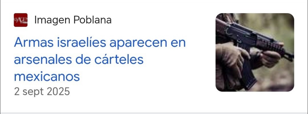Imagen Poblana
Armas israelíes aparecen en arsenales de cárteles mexicanos
2 sept 2025