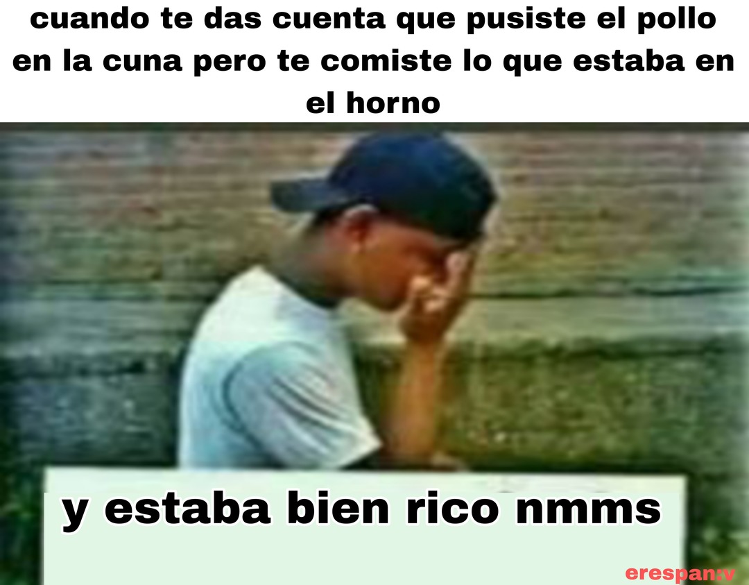 cuando te das cuenta que pusiste el pollo en la cuna pero te comiste lo que estaba en el horno y estaba bien rico nmms