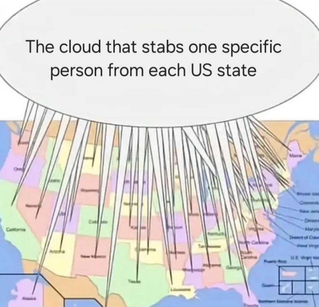 The cloud that stabs one specific person from each US state
