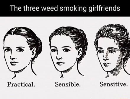 The three weed smoking girlfriends Practical. Sensible. Sensitive.
