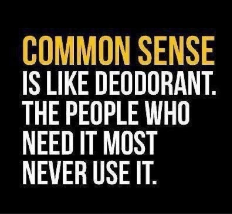 COMMON SENSE IS LIKE DEODORANT. THE PEOPLE WHO NEED IT MOST NEVER USE IT.