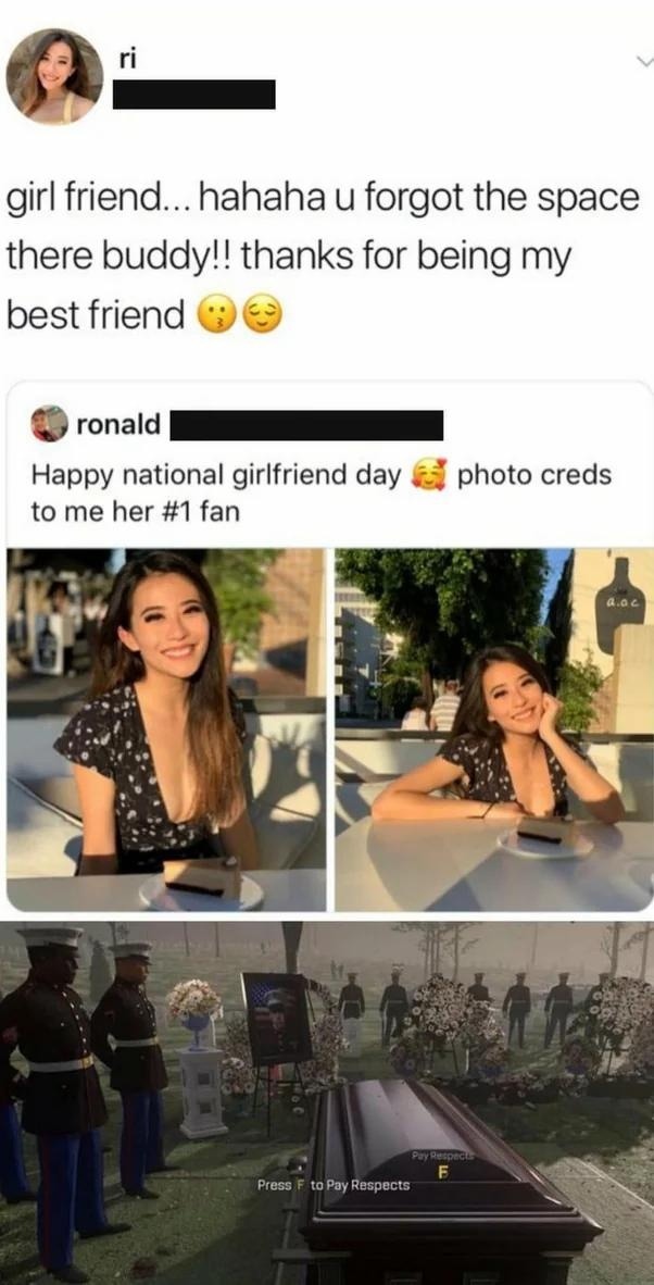 girl friend... hahaha u forgot the space there buddy!! thanks for being my best friend 😘😚
Happy national girlfriend day 🥰 photo creds to me her #1 fan