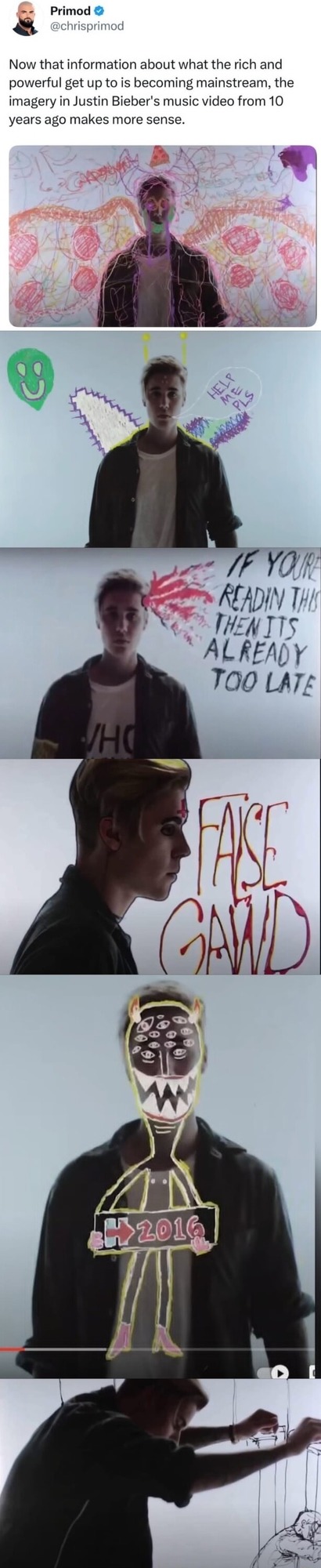 Now that information about what the rich and powerful get up to is becoming mainstream, the imagery in Justin Bieber's music video from 10 years ago makes more sense.